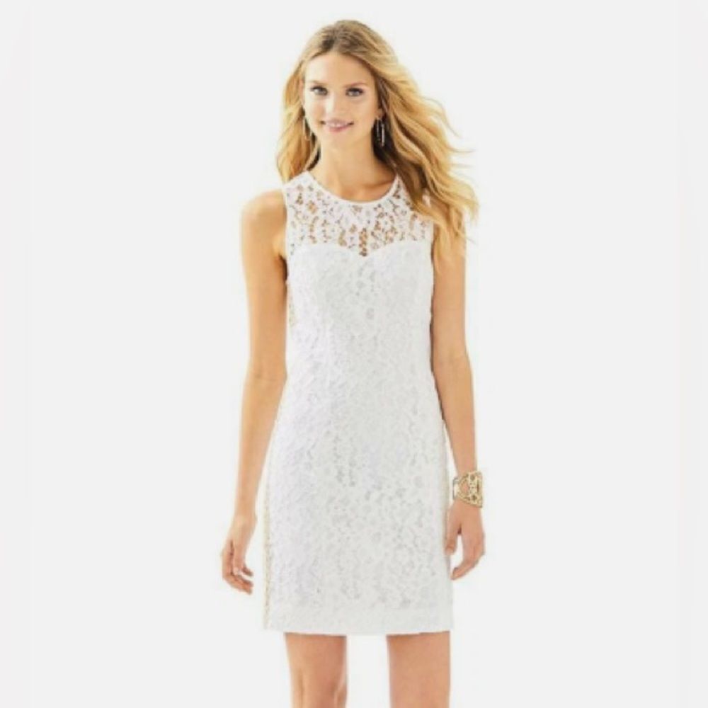 Lilly Pulitzer Mila Shift Dress Size 0 Resort White Corded Floral Lace